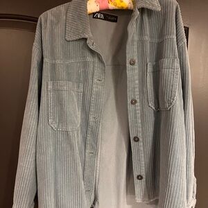 Zara Blue Corduroy Shirt Jacket